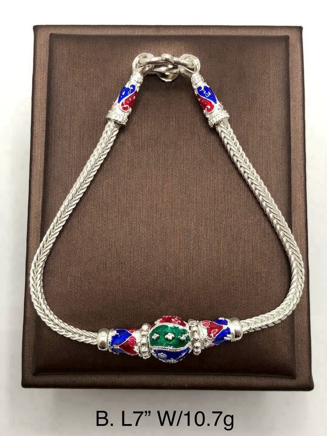 สร้อยข้อมือลงยาสุโขทัยเงินแท้
