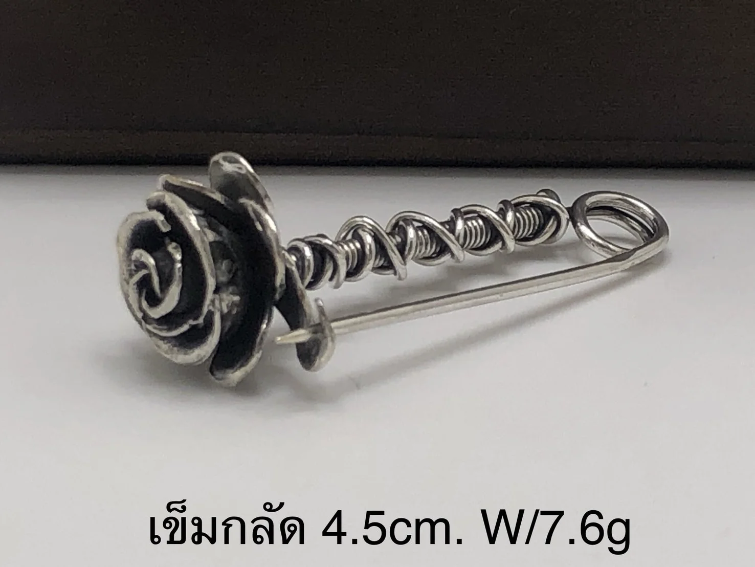 เข็มกลัดกุหลาบเงินแท้