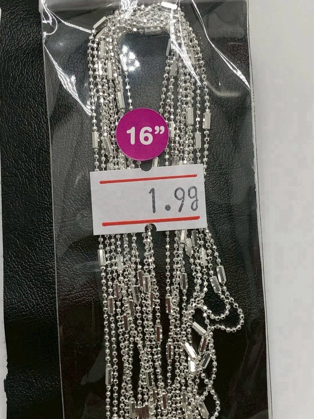 สร้อยคอลายเม็ดตัดลายสลับปล้องเงินแท้