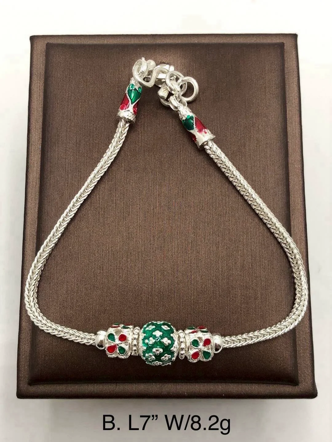 สร้อยข้อมือลงยาสุโขทัยเงินแท้