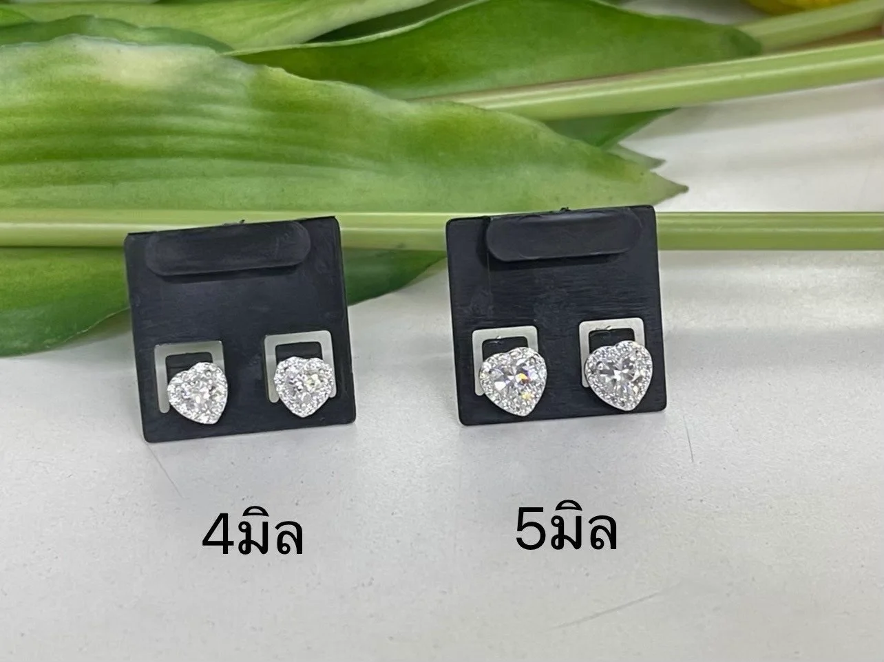 ต่างหูหัวใจเพชรเงินแท้