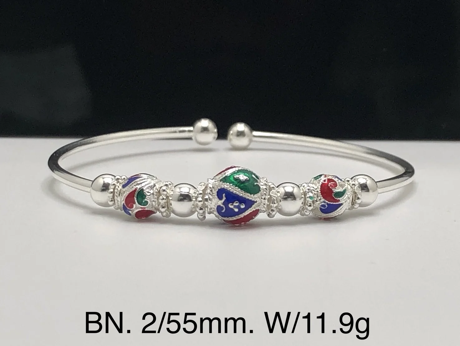 กำไลข้อมือลงยาสุโขทัยเงินแท้