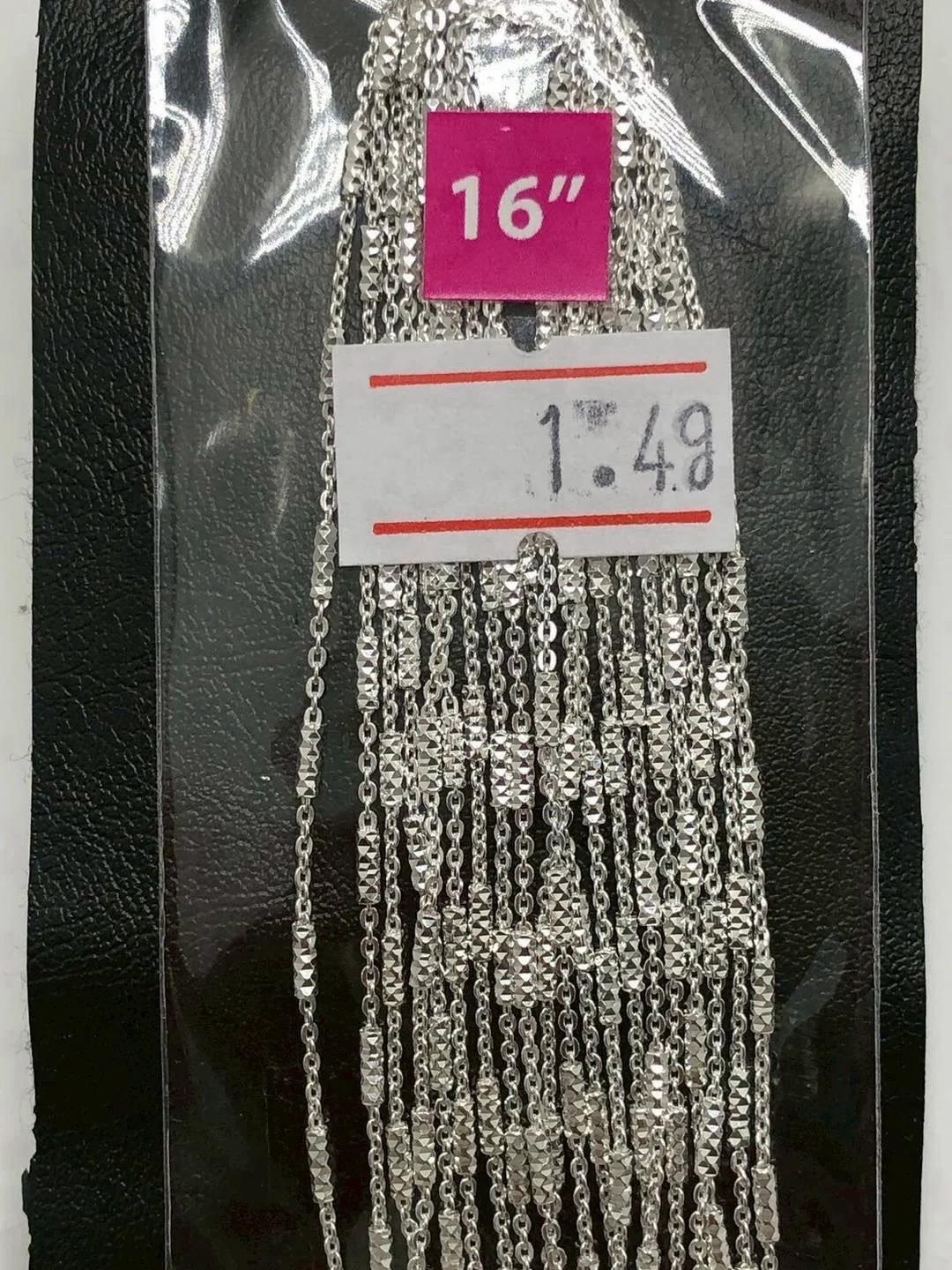 สร้อยคอโซ่ห่วงสลับปล้องตัดลายเงินแท้